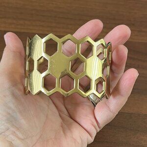 Rustic Cuff Wide Geometric Goldtone Stainless Cuff Bracelet in Gift Bag